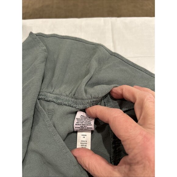 SO Green Square Neck Puff Sleeve Peplum Tie Back Top Women's XS - Picture 8 of 8